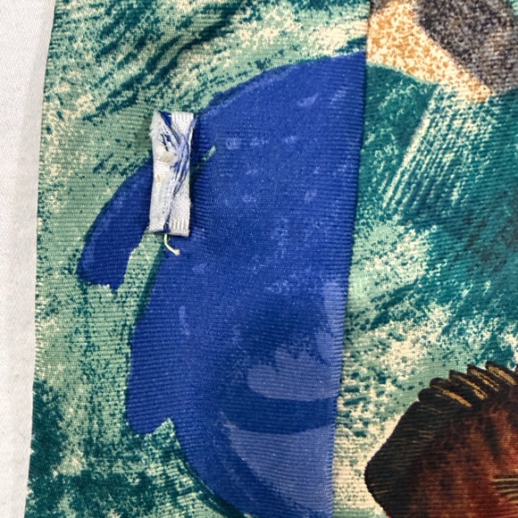 Vintage Fish Print Silk Tie Ocean Fishing Angler Novelty Mens Necktie USA - Picture 8 of 9
